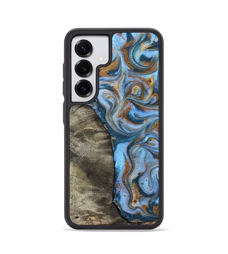 Galaxy S25 Wood Phone Case - Kelsie (Teal & Gold, 831766)