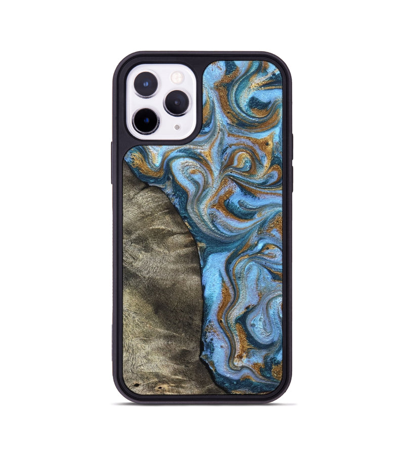 iPhone 11 Pro Wood Phone Case - Kelsie (Teal & Gold, 831766)
