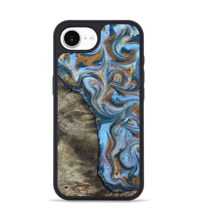 iPhone 16e Wood Phone Case - Kelsie (Teal & Gold, 831766)