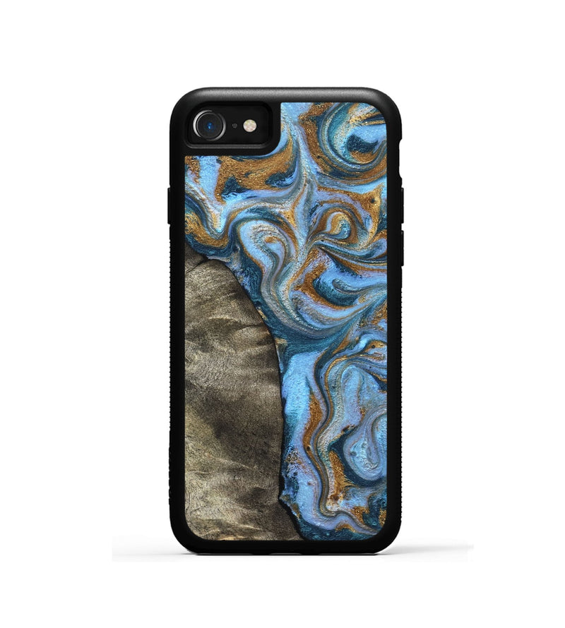 iPhone SE Wood Phone Case - Kelsie (Teal & Gold, 831766)