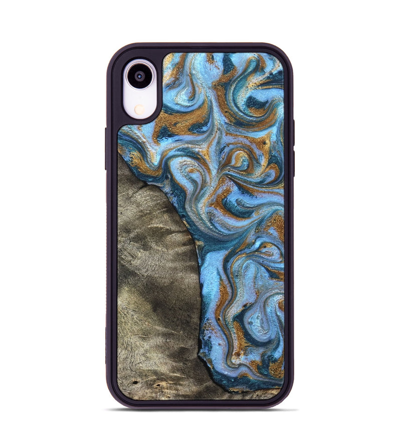 iPhone Xr Wood Phone Case - Kelsie (Teal & Gold, 831766)
