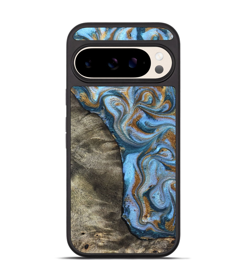 Pixel 10 Wood Phone Case - Kelsie (Teal & Gold, 831766)