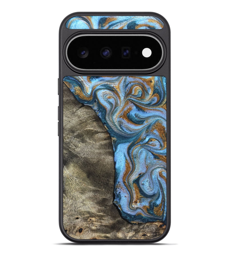 Pixel 11 Pro XL Wood Phone Case - Kelsie (Teal & Gold, 831766)