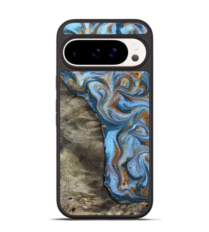 Pixel 9 Wood Phone Case - Kelsie (Teal & Gold, 831766)