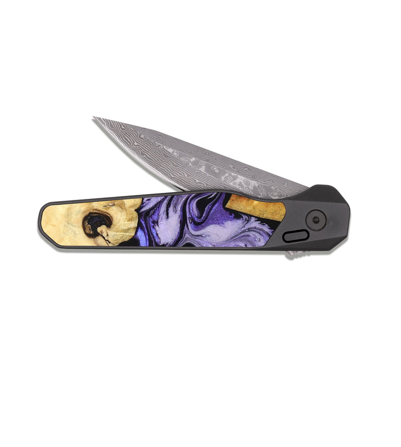 EDC Dark Damascus Wood Pocket Knife - Hakeem (Purple, 831773)
