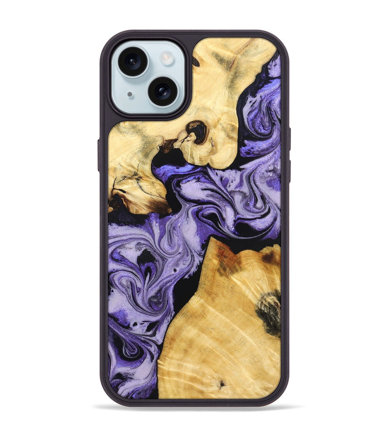 iPhone 15 Plus Wood Phone Case - Hakeem (Purple, 831773)