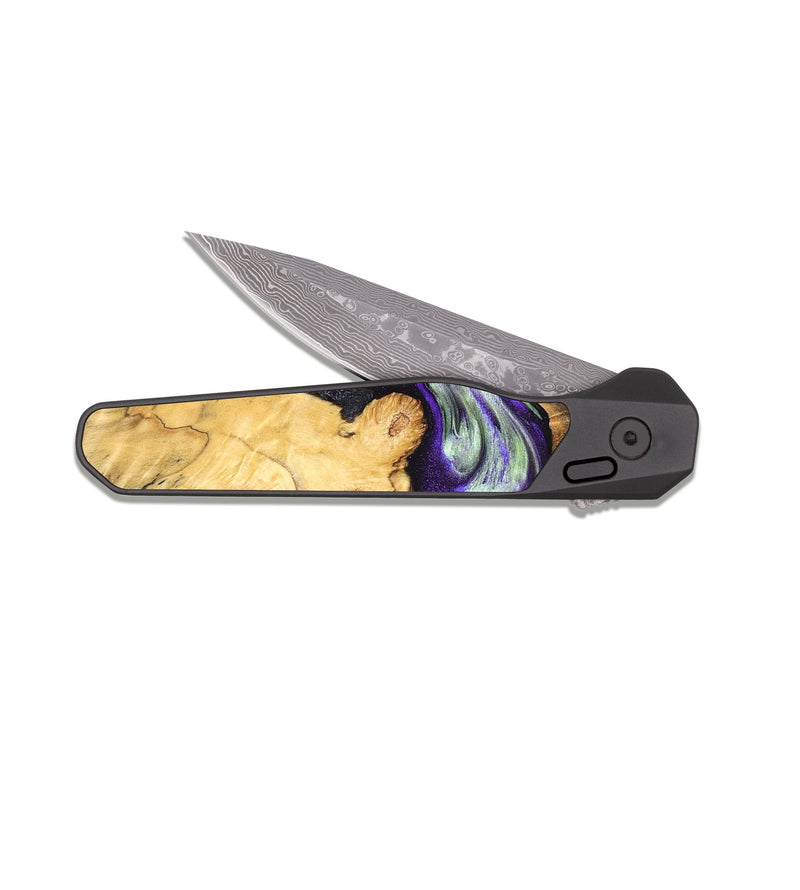 EDC Dark Damascus Wood Pocket Knife - Burt (Purple, 831774)