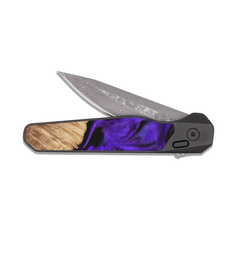 EDC Dark Damascus Wood Pocket Knife - Helene (Purple, 831777)