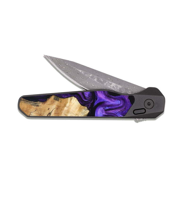 EDC Dark Damascus Wood Pocket Knife - Lucian (Purple, 831783)