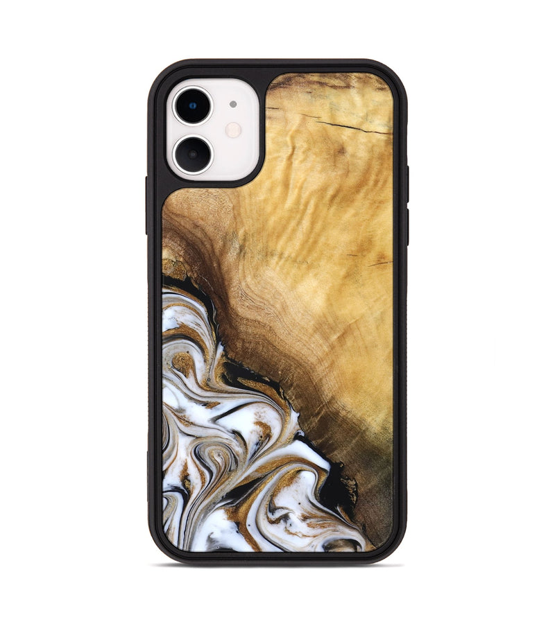 iPhone 11 Wood Phone Case - Carlie (Teal & Gold, 831799)