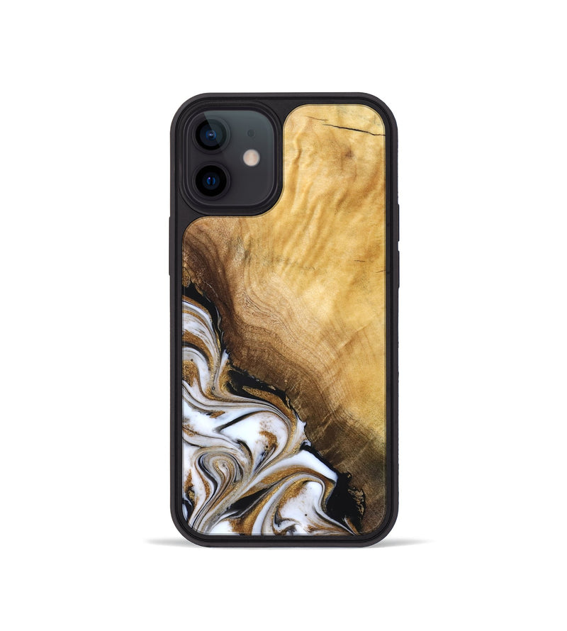 iPhone 12 mini Wood Phone Case - Carlie (Teal & Gold, 831799)