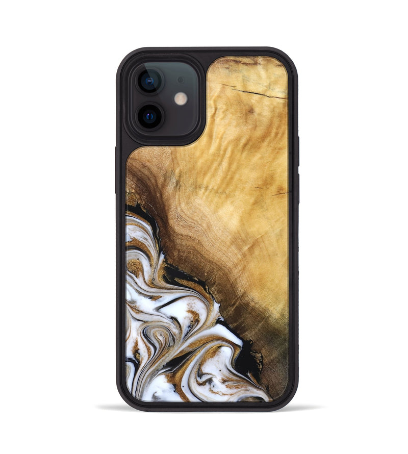 iPhone 12 Wood Phone Case - Carlie (Teal & Gold, 831799)
