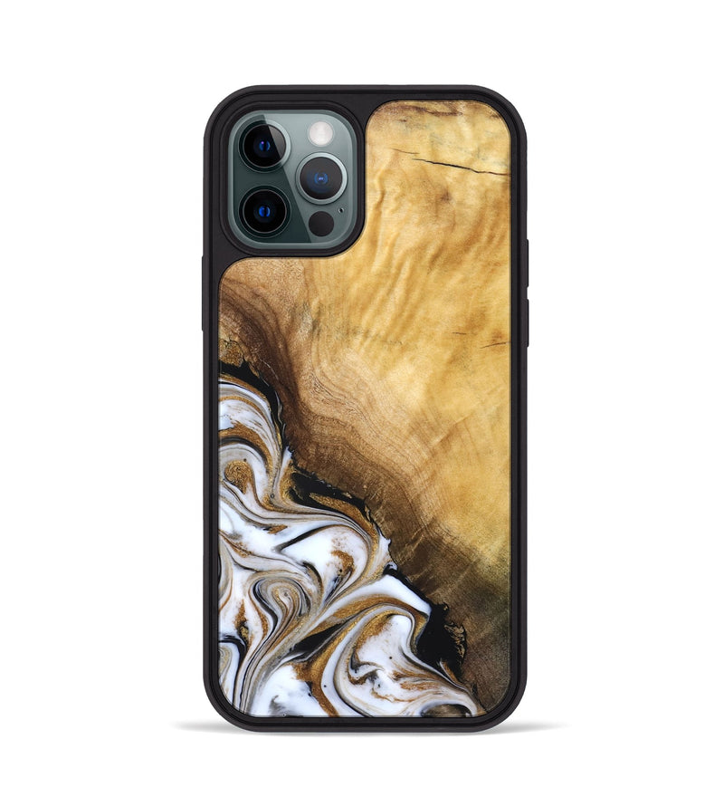 iPhone 12 Pro Wood Phone Case - Carlie (Teal & Gold, 831799)