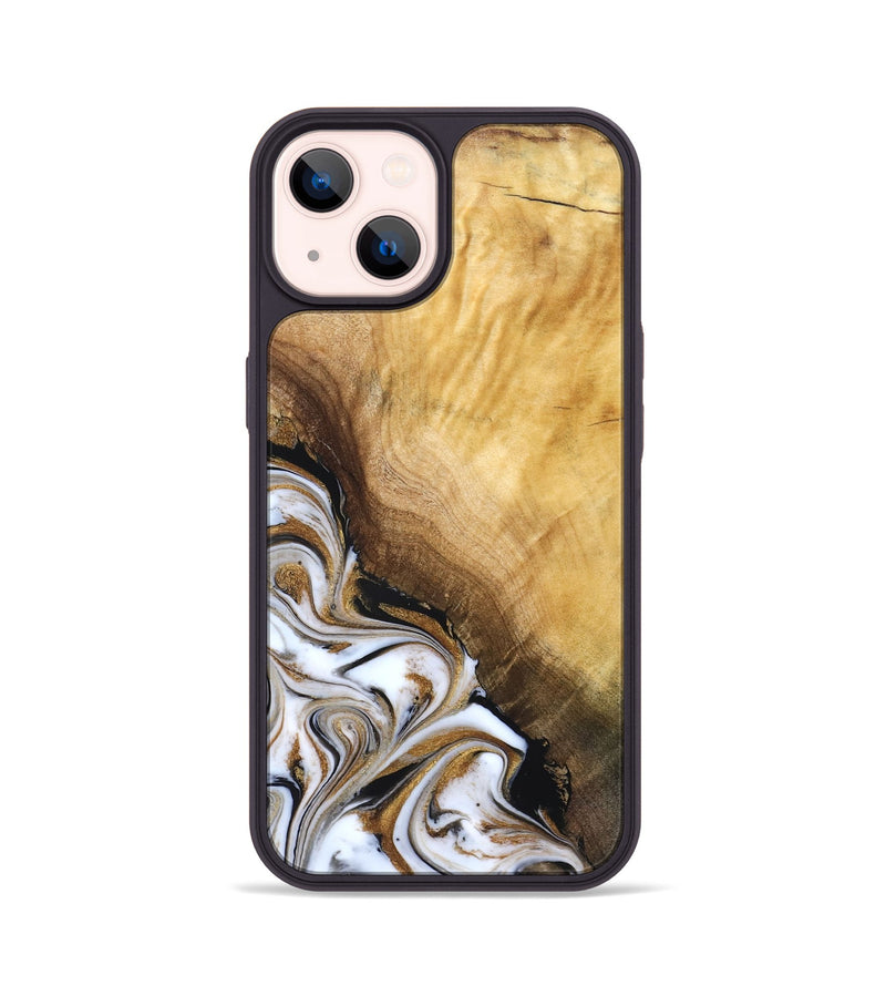 iPhone 14 Wood Phone Case - Carlie (Teal & Gold, 831799)