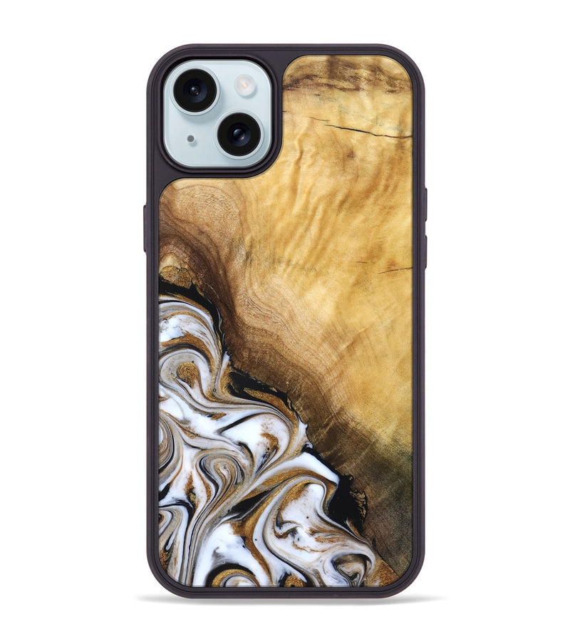 iPhone 15 Plus Wood Phone Case - Carlie (Teal & Gold, 831799)