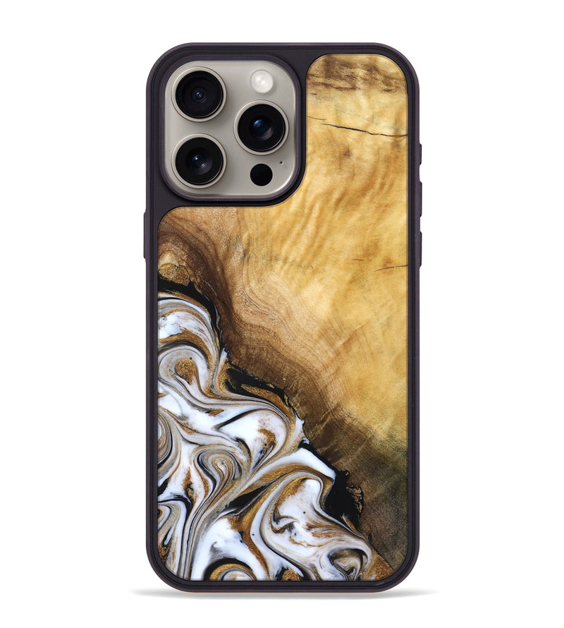 iPhone 15 Pro Max Wood Phone Case - Carlie (Teal & Gold, 831799)
