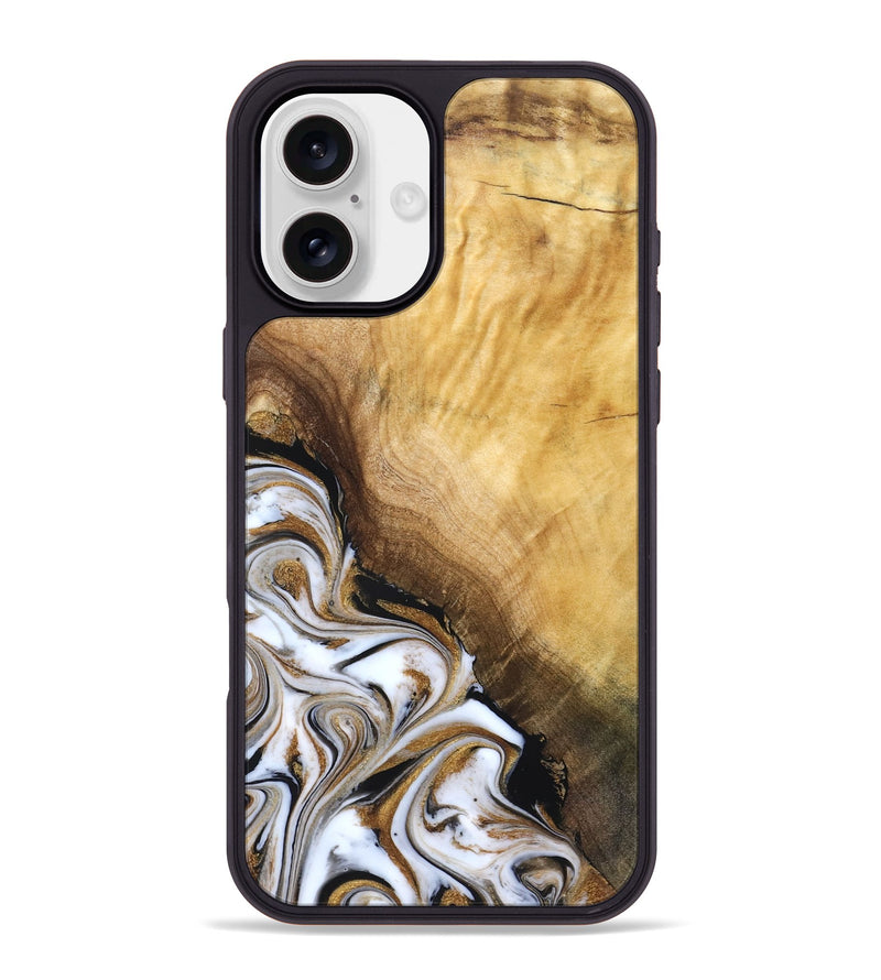 iPhone 16 Plus Wood Phone Case - Carlie (Teal & Gold, 831799)