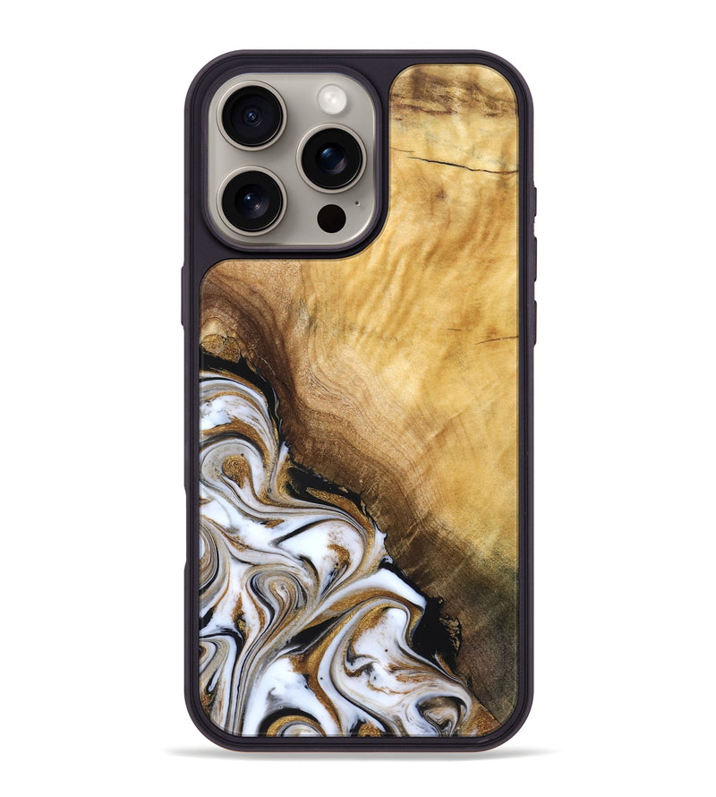 iPhone 16 Pro Max Wood Phone Case - Carlie (Teal & Gold, 831799)