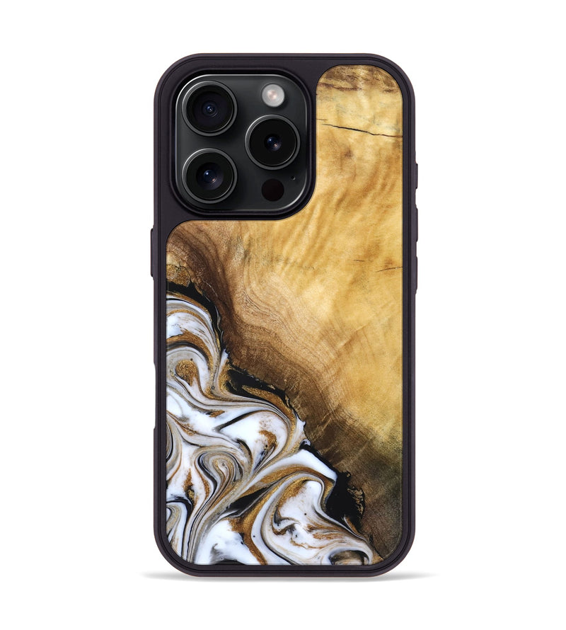 iPhone 16 Pro Wood Phone Case - Carlie (Teal & Gold, 831799)