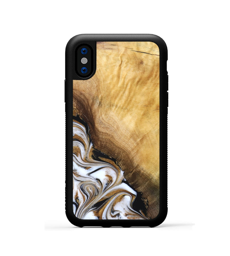 iPhone Xs Wood Phone Case - Carlie (Teal & Gold, 831799)
