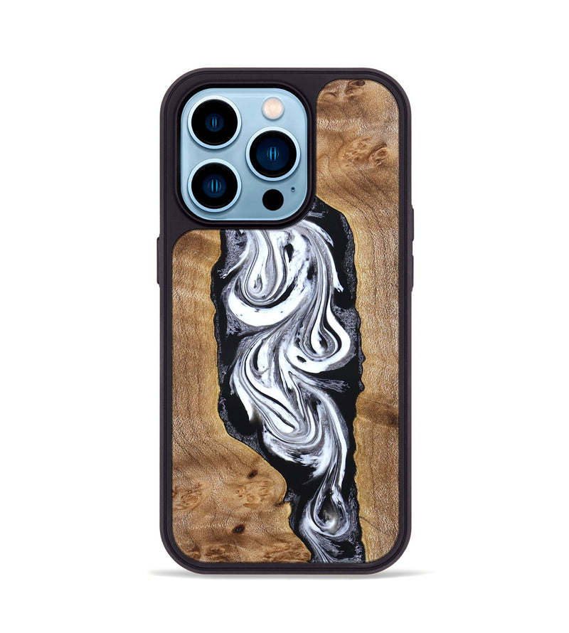 iPhone 14 Pro Wood Phone Case - Jerold (Black & White, 831800)