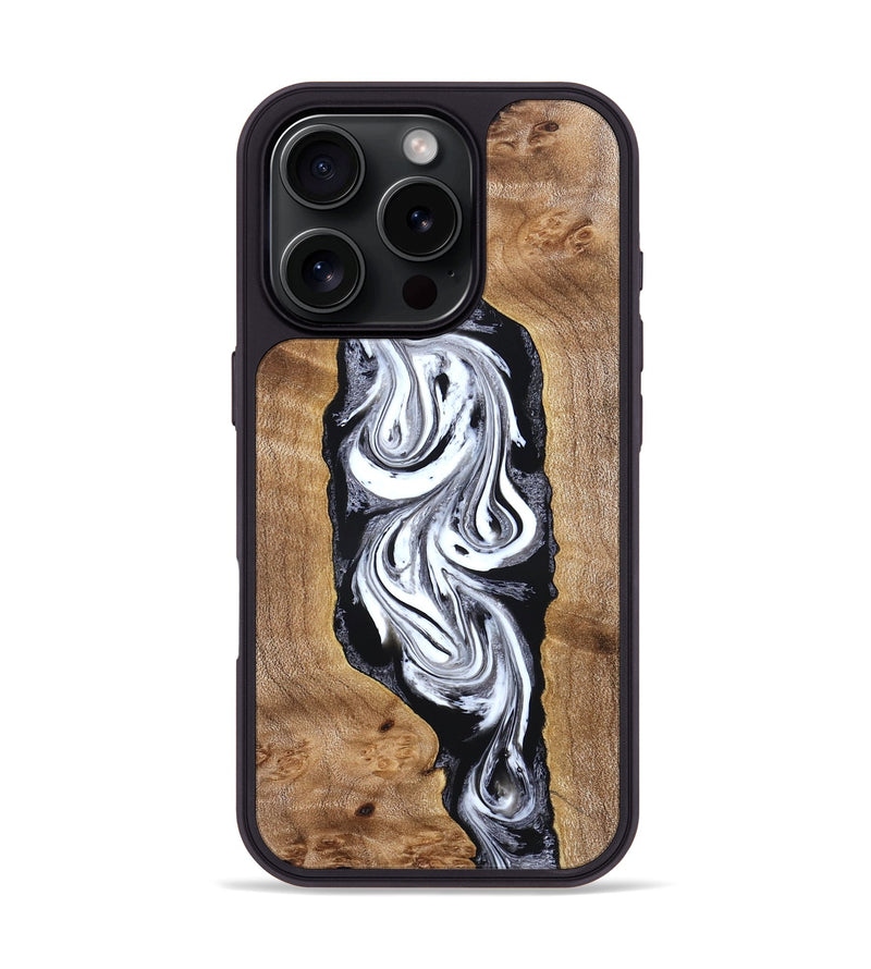 iPhone 16 Pro Wood Phone Case - Jerold (Black & White, 831800)