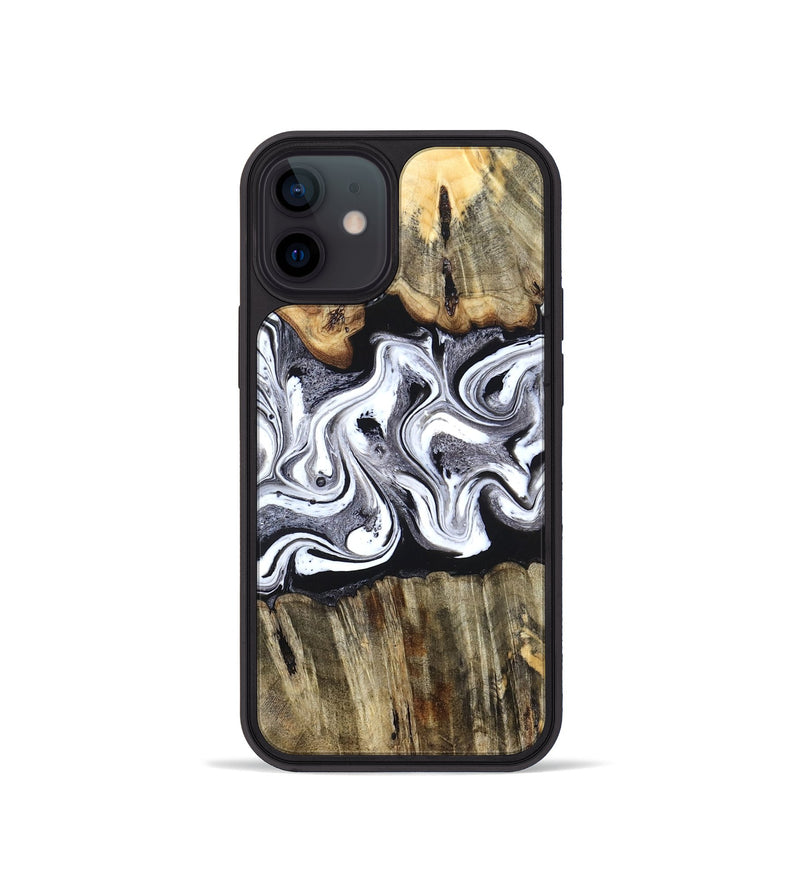 iPhone 12 mini Wood Phone Case - Camren (Black & White, 831801)