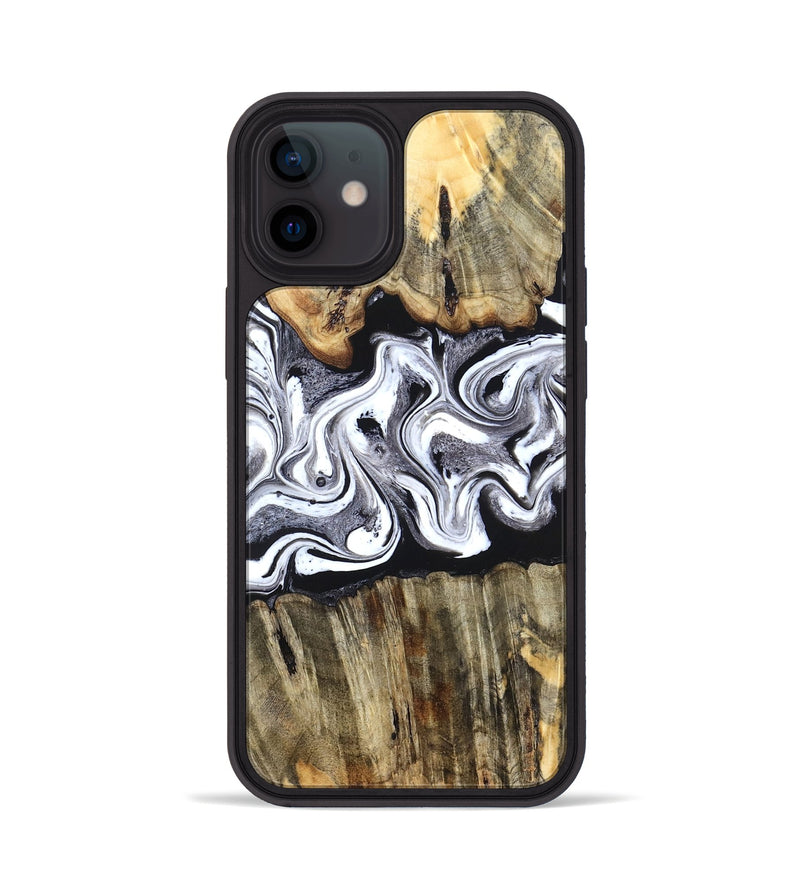 iPhone 12 Wood Phone Case - Camren (Black & White, 831801)