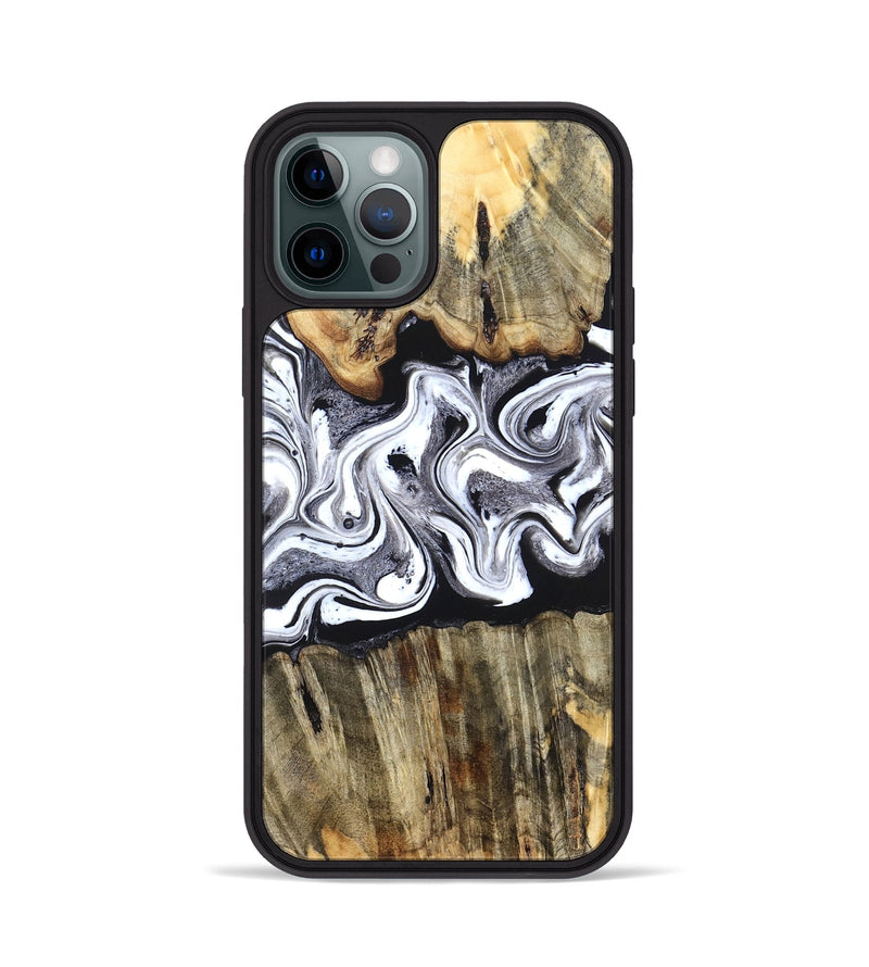 iPhone 12 Pro Wood Phone Case - Camren (Black & White, 831801)