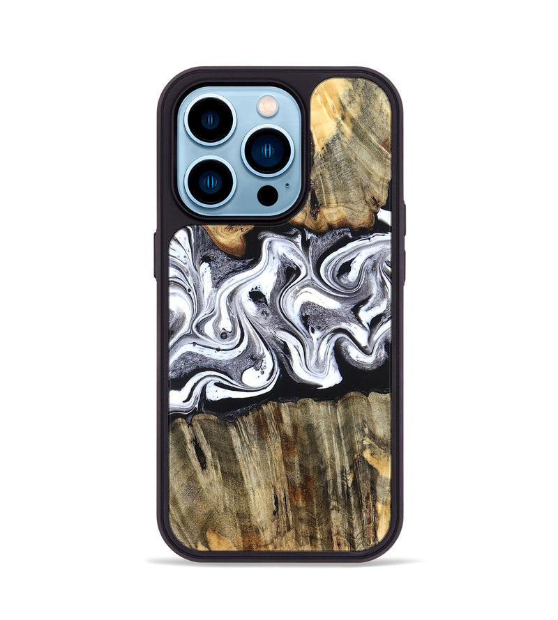 iPhone 14 Pro Wood Phone Case - Camren (Black & White, 831801)