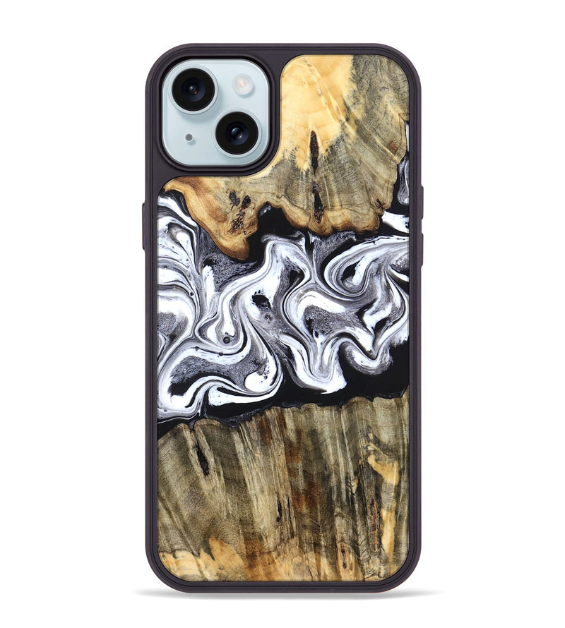iPhone 15 Plus Wood Phone Case - Camren (Black & White, 831801)