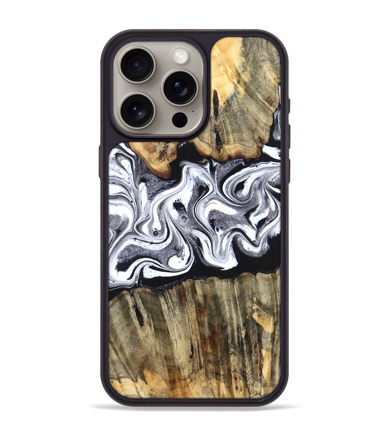 iPhone 15 Pro Max Wood Phone Case - Camren (Black & White, 831801)