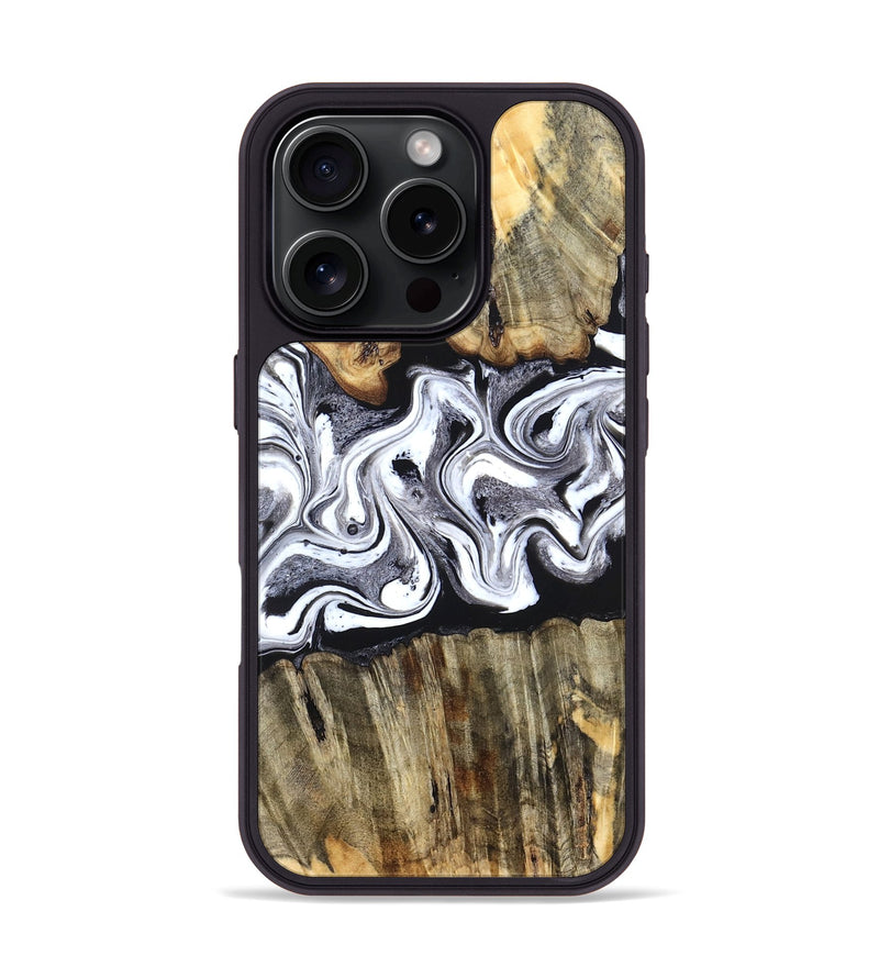 iPhone 16 Pro Wood Phone Case - Camren (Black & White, 831801)