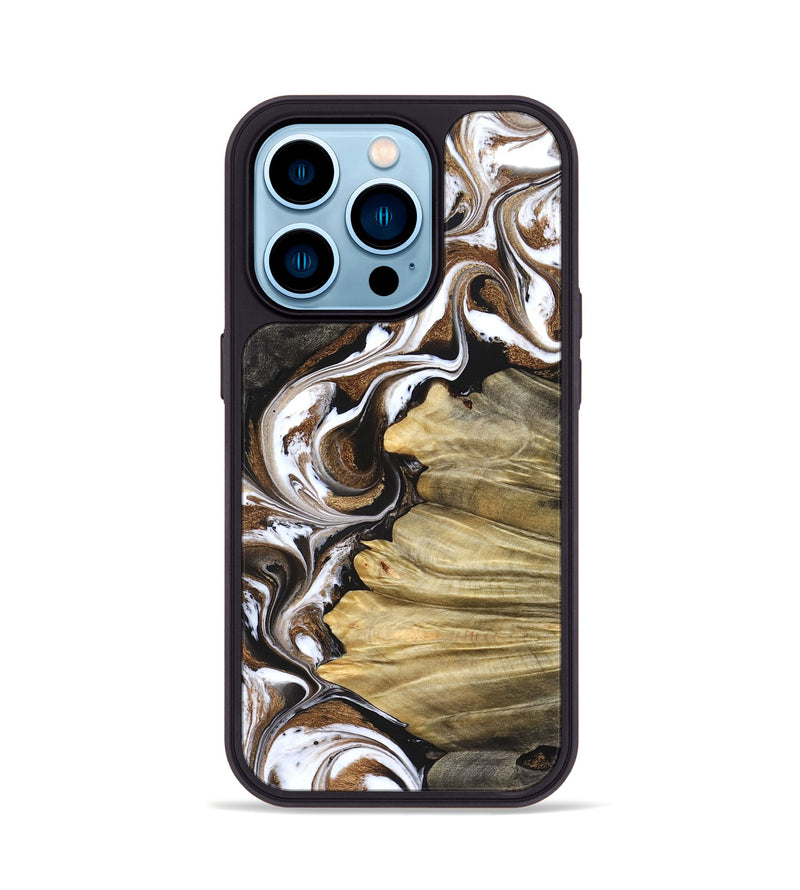 iPhone 14 Pro Wood Phone Case - Kahlil (Black & White, 831802)