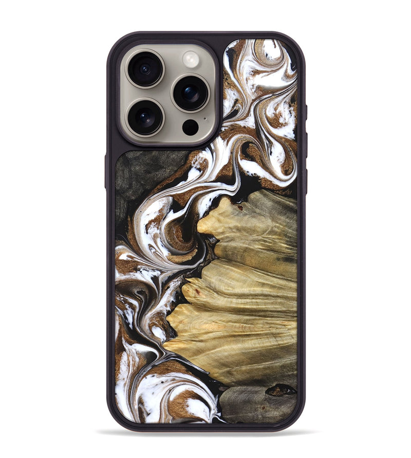 iPhone 15 Pro Max Wood Phone Case - Kahlil (Black & White, 831802)