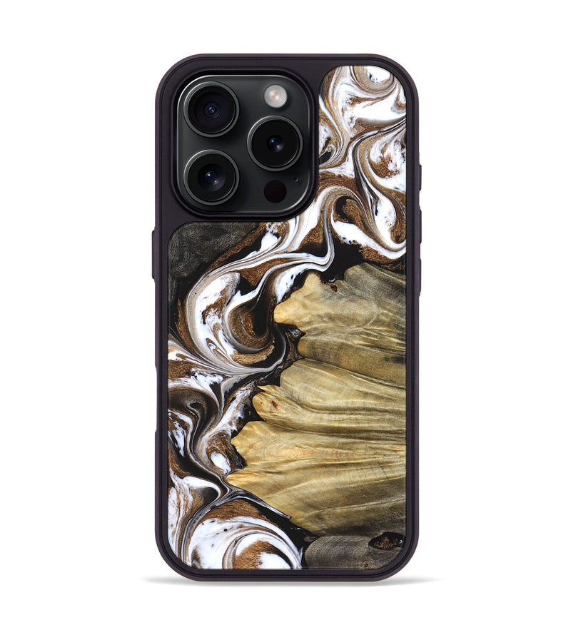 iPhone 16 Pro Wood Phone Case - Kahlil (Black & White, 831802)