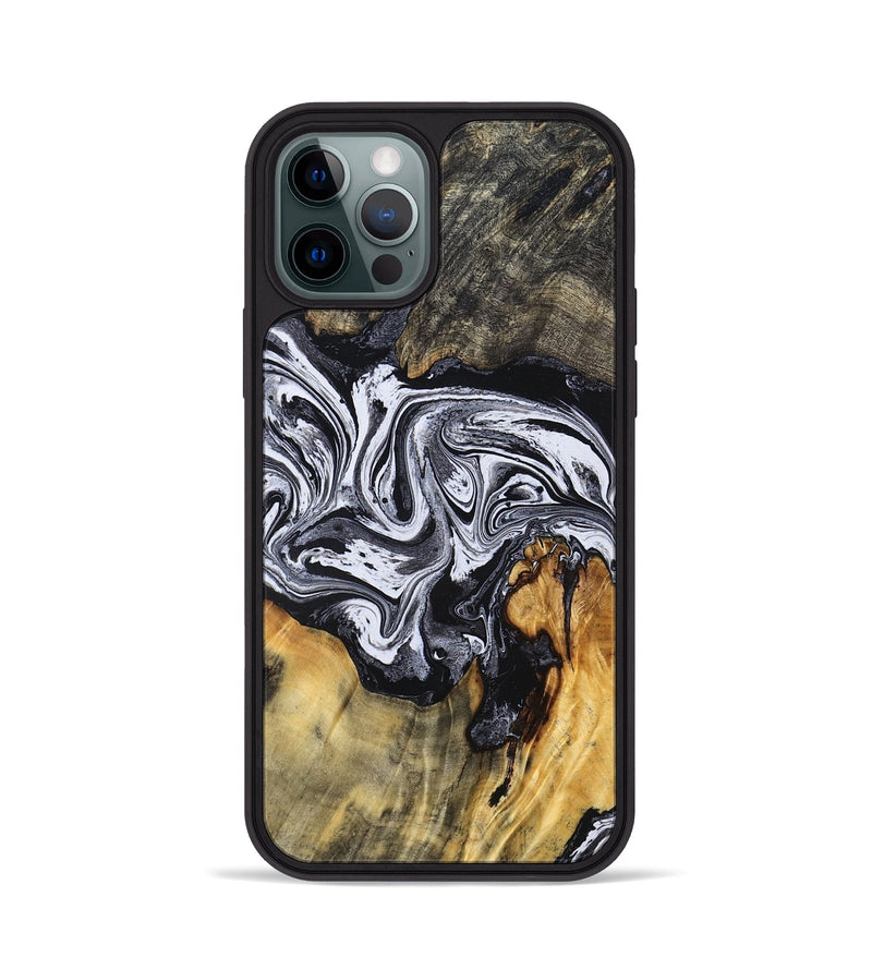 iPhone 12 Pro Wood Phone Case - Dewayne (Black & White, 831803)