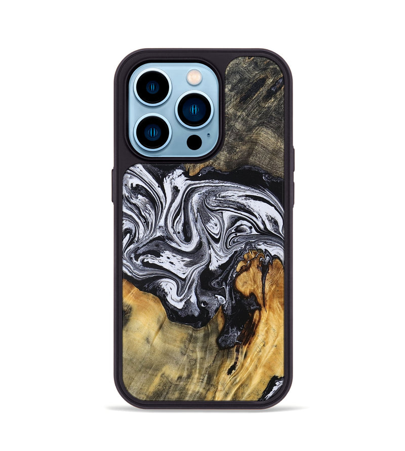 iPhone 14 Pro Wood Phone Case - Dewayne (Black & White, 831803)
