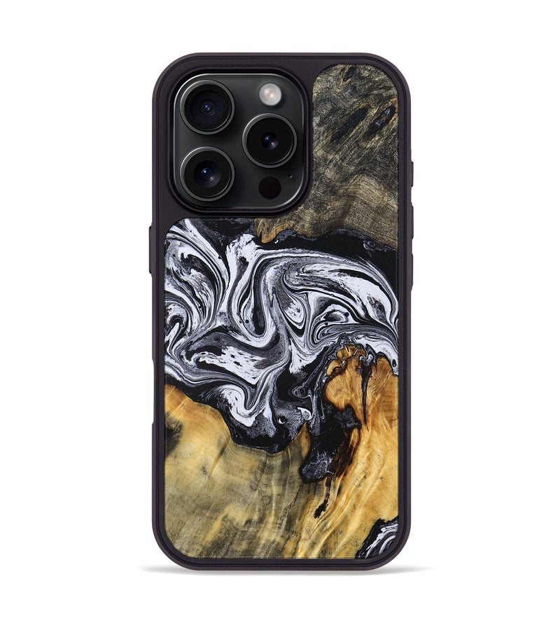iPhone 16 Pro Wood Phone Case - Dewayne (Black & White, 831803)