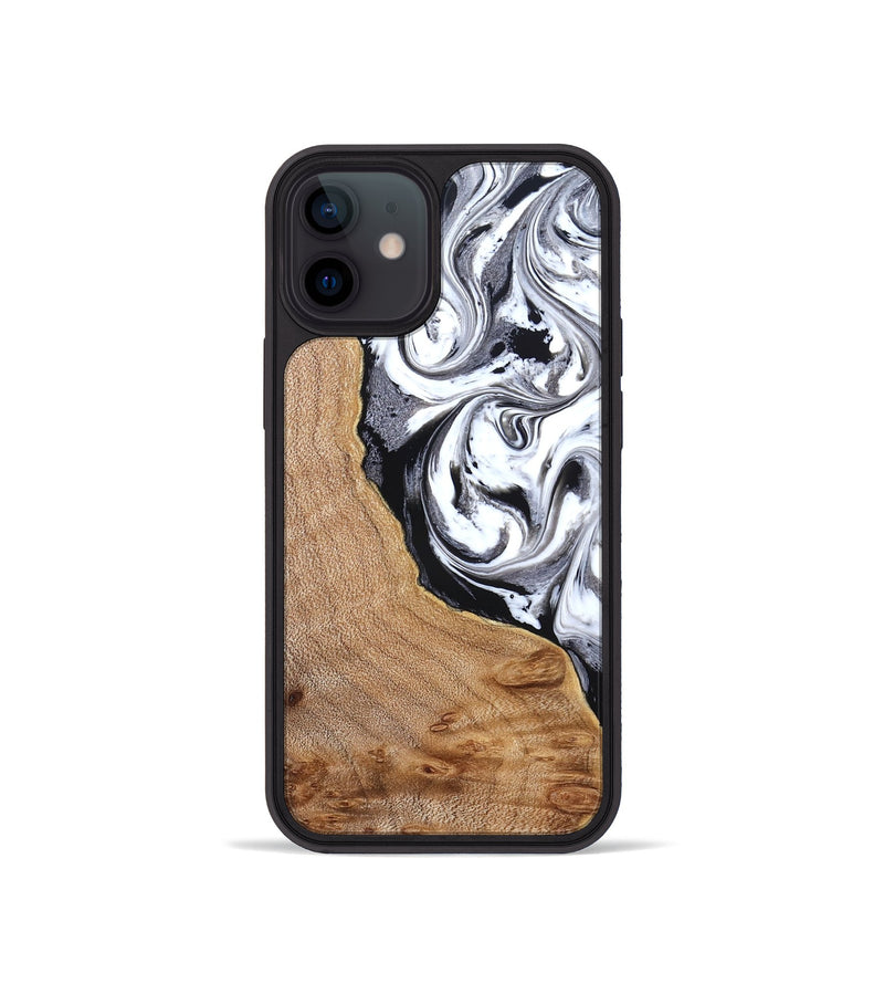 iPhone 12 mini Wood Phone Case - Lyndon (Black & White, 831804)