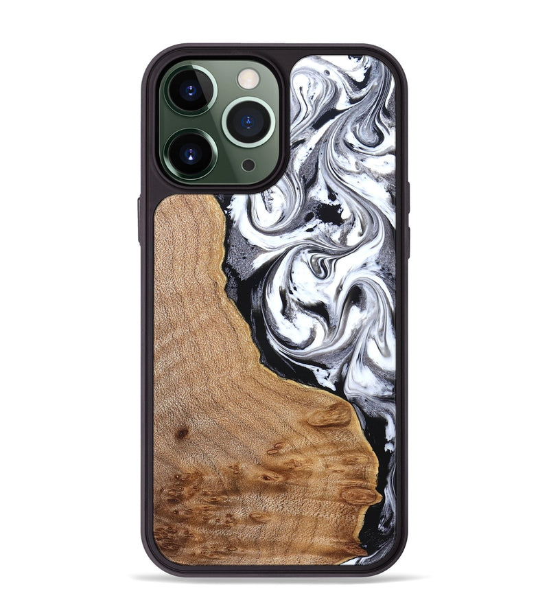 iPhone 13 Pro Max Wood Phone Case - Lyndon (Black & White, 831804)