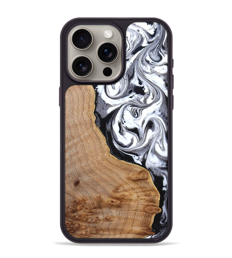 iPhone 15 Pro Max Wood Phone Case - Lyndon (Black & White, 831804)