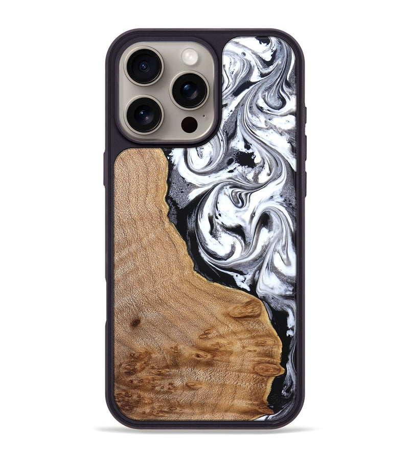 iPhone 16 Pro Max Wood Phone Case - Lyndon (Black & White, 831804)