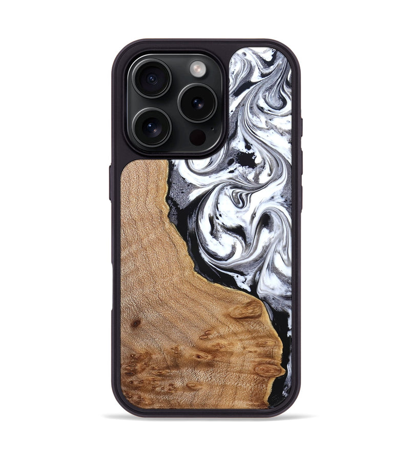 iPhone 16 Pro Wood Phone Case - Lyndon (Black & White, 831804)