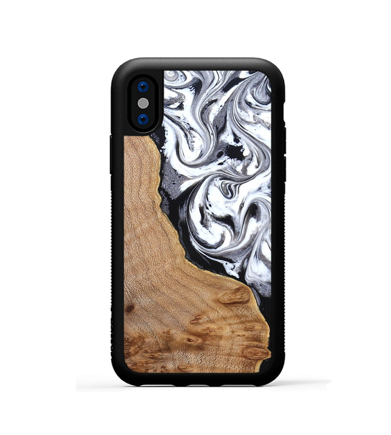 iPhone Xs Wood Phone Case - Lyndon (Black & White, 831804)