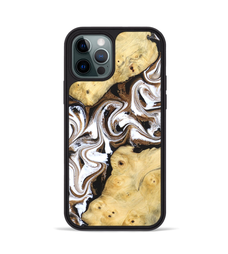iPhone 12 Pro Wood Phone Case - Caitlin (Black & White, 831806)