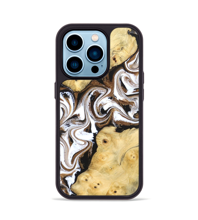 iPhone 14 Pro Wood Phone Case - Caitlin (Black & White, 831806)
