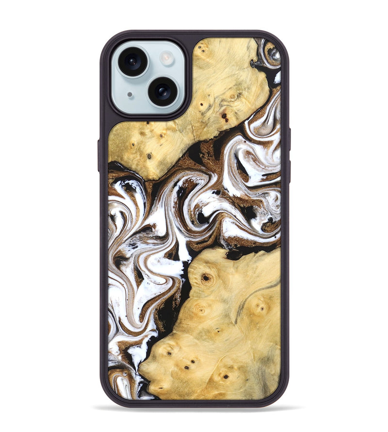 iPhone 15 Plus Wood Phone Case - Caitlin (Black & White, 831806)