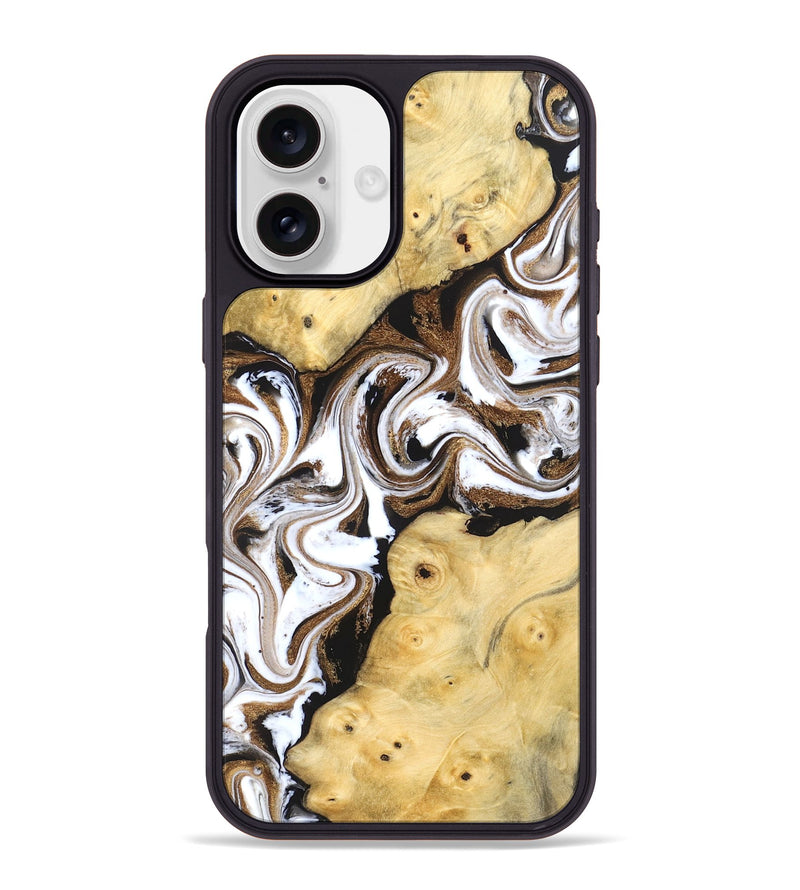 iPhone 16 Plus Wood Phone Case - Caitlin (Black & White, 831806)