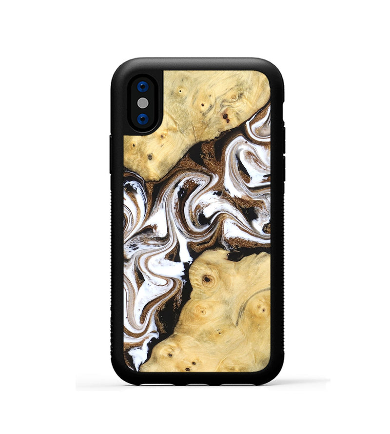 iPhone Xs Wood Phone Case - Caitlin (Black & White, 831806)